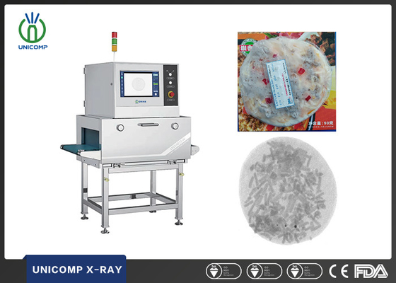 Macchina per lo scanner alimentare ad alta risoluzione Unicomp UNX4015N rileva vetro ceramica all'interno della carne di manzo PIZZA alimenti congelati preparati